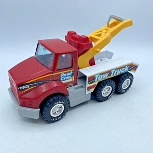 Vintage 1997 Nylint Road Crew Tow Truck Toy Red & Yellow Wrecker Plastic & Steel